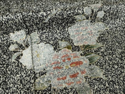 平和屋着物●訪問着　枝花文　黒地　正絹　逸品　AABH4239ck