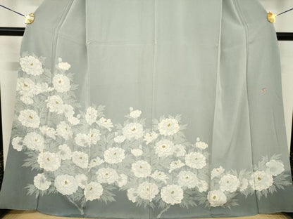 平和屋着物●訪問着　作家物　草花文　正絹　逸品　AABH4241ck