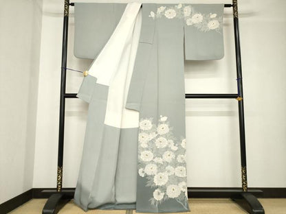 平和屋着物●訪問着　作家物　草花文　正絹　逸品　AABH4241ck
