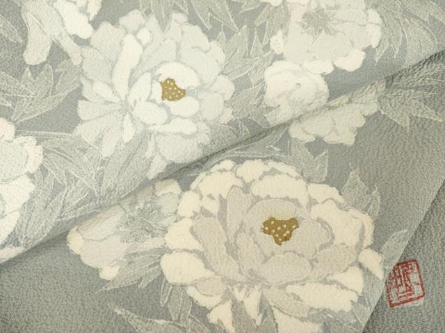 平和屋着物●訪問着　作家物　草花文　正絹　逸品　AABH4241ck
