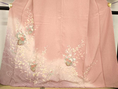 平和屋着物●訪問着　友禅　花車文　暈し染め　金彩　正絹　逸品　未使用　AABH4242ck
