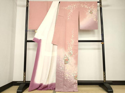 平和屋着物●訪問着　友禅　花車文　暈し染め　金彩　正絹　逸品　未使用　AABH4242ck
