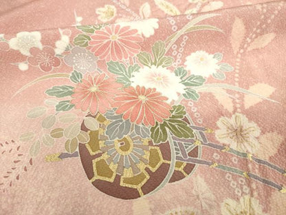 平和屋着物●訪問着　友禅　花車文　暈し染め　金彩　正絹　逸品　未使用　AABH4242ck