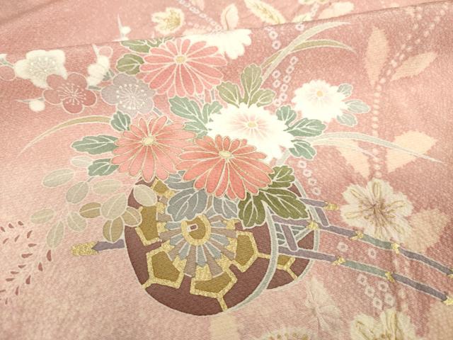 平和屋着物●訪問着　友禅　花車文　暈し染め　金彩　正絹　逸品　未使用　AABH4242ck