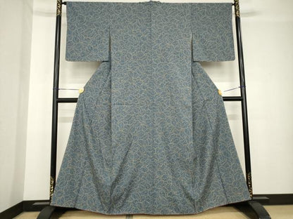 平和屋着物●上質な紬　葉尽くし　正絹　逸品　AABH4244ck