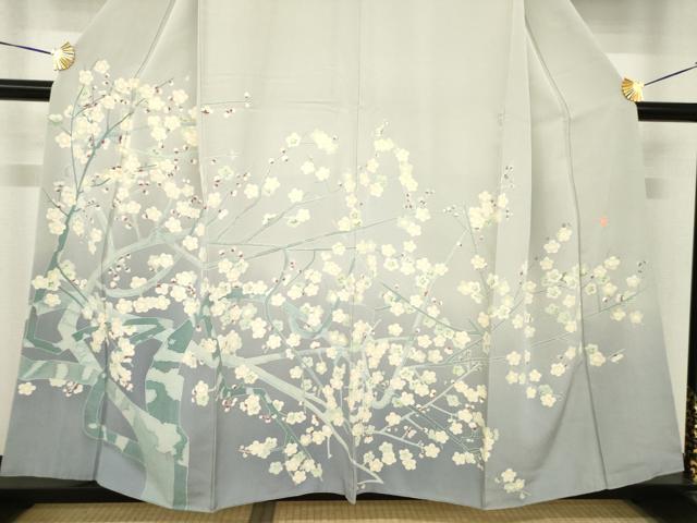 平和屋着物●本加賀友禅作家　瀬野幾久代　色留袖　枝梅文　正絹　逸品　AABH4246ck 平和屋着物○本加賀友禅作家 瀬野幾久代 色留袖 枝梅文
