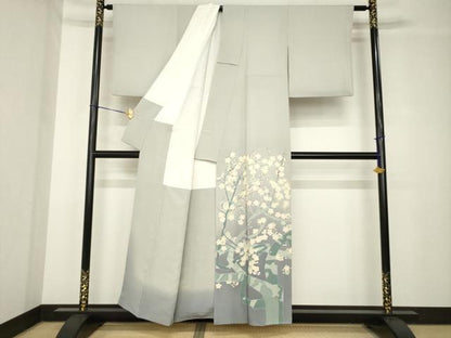平和屋着物●本加賀友禅作家　瀬野幾久代　色留袖　枝梅文　正絹　逸品　AABH4246ck