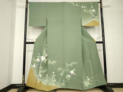 平和屋着物●訪問着　友禅　枝花文　正絹　逸品　AABH4247ck