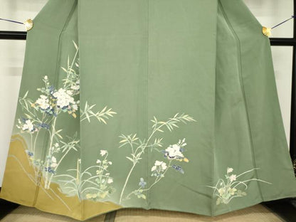 平和屋着物●訪問着　友禅　枝花文　正絹　逸品　AABH4247ck