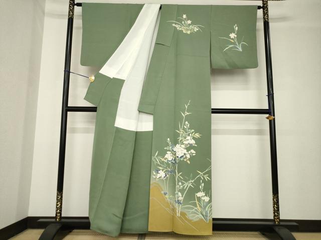 平和屋着物○訪問着 友禅 枝花文 正絹 逸品 AABH4247ck