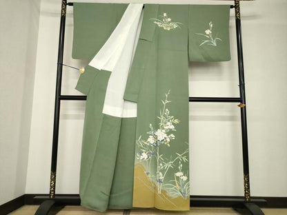 平和屋着物●訪問着　友禅　枝花文　正絹　逸品　AABH4247ck