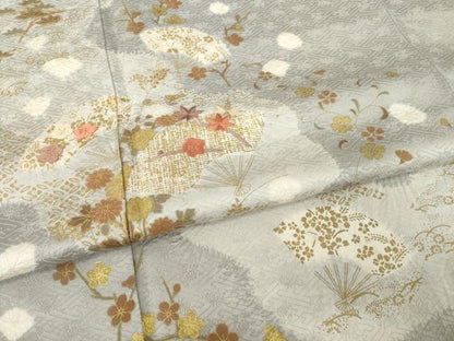 平和屋着物●訪問着　絞り　刺繍　扇面花文　金彩　高島屋扱い　正絹　逸品　AABH4250ck