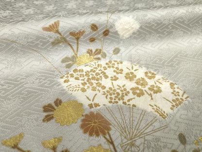 平和屋着物●訪問着　絞り　刺繍　扇面花文　金彩　高島屋扱い　正絹　逸品　AABH4250ck