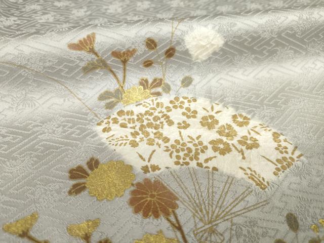 平和屋着物●訪問着　絞り　刺繍　扇面花文　金彩　高島屋扱い　正絹　逸品　AABH4250ck