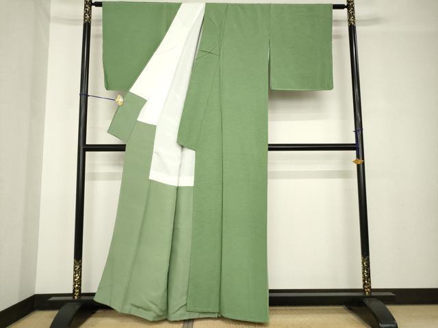 平和屋着物●上質な色無地　作家物　天然草木染　柳茶色　　正絹　逸品　未使用　AABH4254ck
