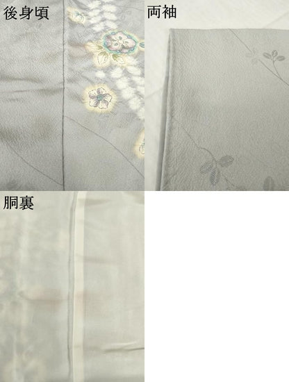 平和屋着物●訪問着　辻が花　絞り　舞花文　暈し染　銀糸　正絹　逸品　AABH4255ck