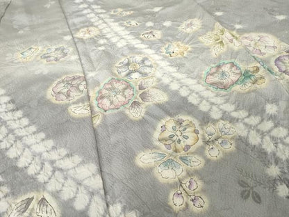 平和屋着物●訪問着　辻が花　絞り　舞花文　暈し染　銀糸　正絹　逸品　AABH4255ck