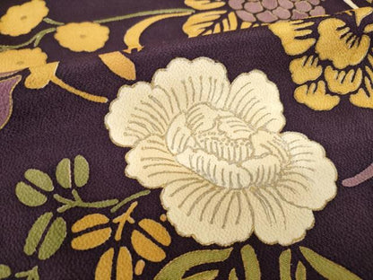平和屋着物●上質な小紋　花唐草文　正絹　逸品　AABH4256ck