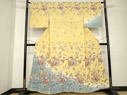 平和屋着物●訪問着　花蝶文　暈し染　金彩　正絹　逸品　AABH4257ck