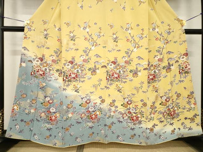 平和屋着物●訪問着　花蝶文　暈し染　金彩　正絹　逸品　AABH4257ck