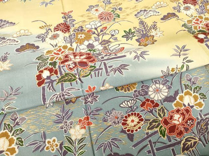 平和屋着物●訪問着　花蝶文　暈し染　金彩　正絹　逸品　AABH4257ck
