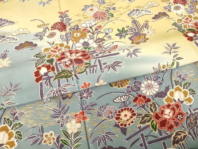 平和屋着物●訪問着　花蝶文　暈し染　金彩　正絹　逸品　AABH4257ck