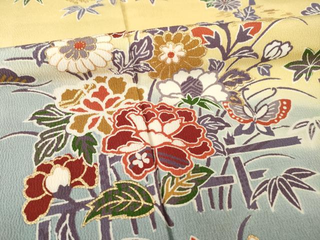 平和屋着物●訪問着　花蝶文　暈し染　金彩　正絹　逸品　AABH4257ck