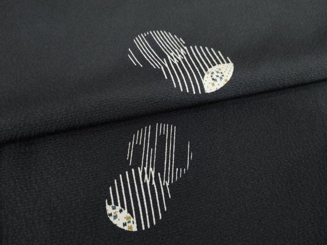 平和屋着物●上質な小紋　丸文　黒地　正絹　逸品　未使用　AABH4258ck