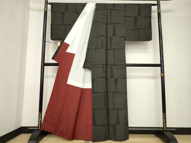 平和屋着物●本場大島紬　一元絣　色紙文　正絹　逸品　AABH4260ck
