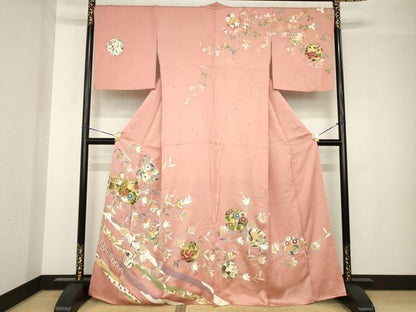 平和屋着物●訪問着　友禅　花丸文　正絹　逸品　AABH4261ck