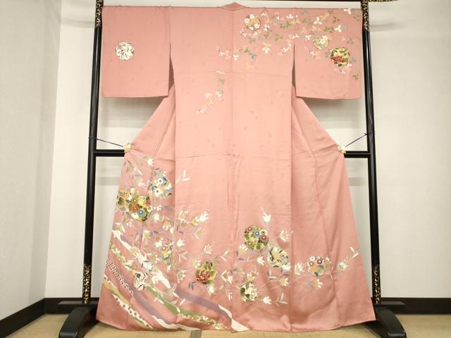 平和屋着物●訪問着　友禅　花丸文　正絹　逸品　AABH4261ck