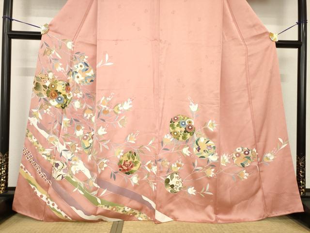 平和屋着物●訪問着　友禅　花丸文　正絹　逸品　AABH4261ck