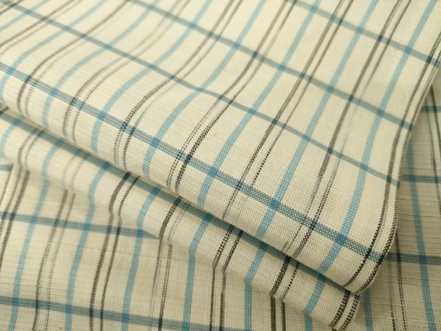 平和屋着物●上質な紬　格子　正絹　逸品　AABH4262ck