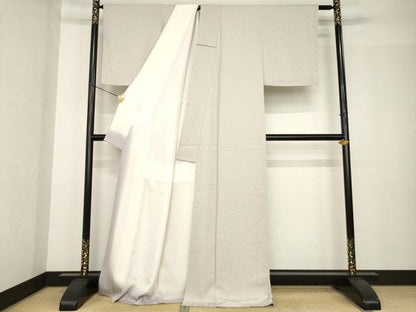 平和屋着物●上質な色無地　唐草地紋　枯野色　正絹　逸品　未使用　AABH4264ck