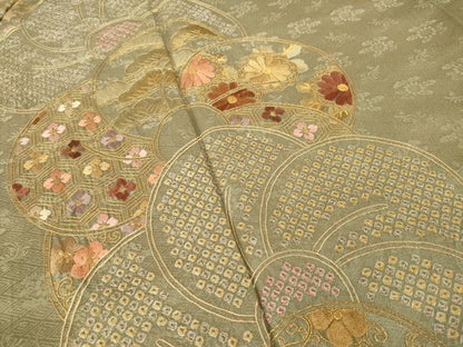平和屋着物●訪問着　総刺繍　ねじ梅　金糸　正絹　逸品　AABH4265ck