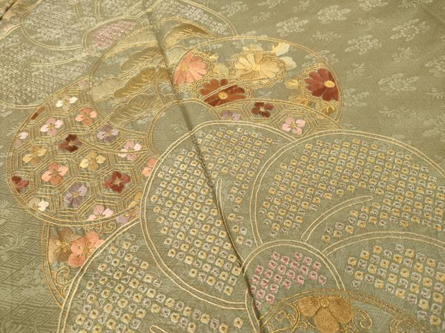 平和屋着物●訪問着　総刺繍　ねじ梅　金糸　正絹　逸品　AABH4265ck