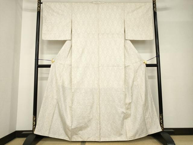 平和屋着物●本場大島紬　白大島　一元絣　亀甲文　正絹　逸品　AABH4270ck
