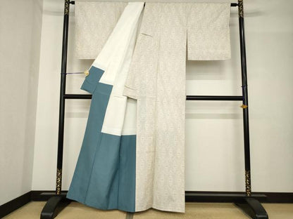 平和屋着物●本場大島紬　白大島　一元絣　亀甲文　正絹　逸品　AABH4270ck