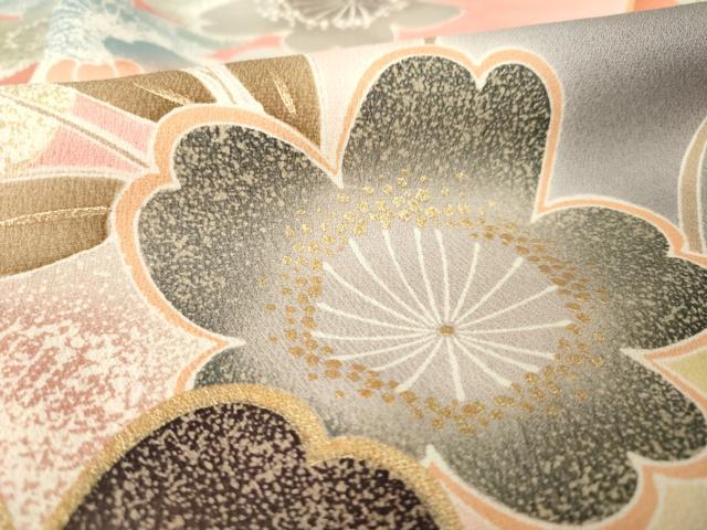 平和屋着物●豪華振袖　枝花文　暈し染め　金彩　正絹　逸品　AABH4271ck