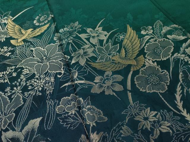 平和屋着物●染色作家　斉藤三才　振袖　花鳥文　寿光織　正絹　逸品　AABH4272ck