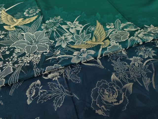 平和屋着物●染色作家　斉藤三才　振袖　花鳥文　寿光織　正絹　逸品　AABH4272ck