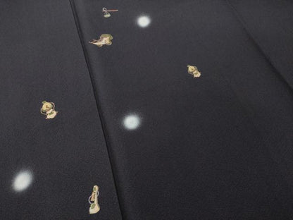 平和屋着物●訪問着　刺繍　レトロ柄　ほたる暈し　金糸　正絹　逸品　AABH4274ck