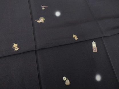 平和屋着物●訪問着　刺繍　レトロ柄　ほたる暈し　金糸　正絹　逸品　AABH4274ck