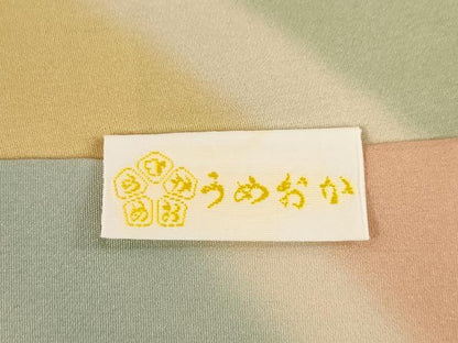平和屋着物●長襦袢　無双仕立て　大島紬美術館　斜縞　手織り　暈し染め　反端付き　正絹　逸品　未使用　AABH4277ck