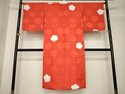 平和屋着物●長襦袢　袷　絞り　梅　半衿刺繍　広衿仕立て　正絹　逸品　AABH4278ck
