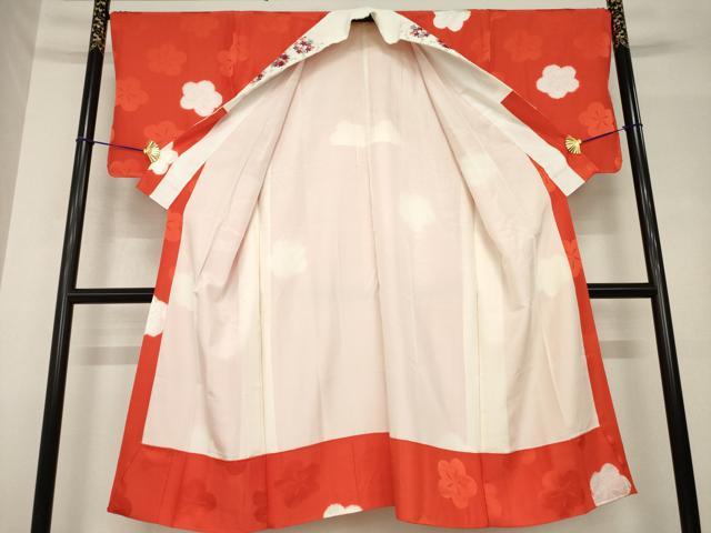 平和屋着物●長襦袢　袷　絞り　梅　半衿刺繍　広衿仕立て　正絹　逸品　AABH4278ck