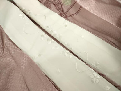 平和屋着物●長襦袢　無双仕立て　七宝花文　半衿刺繍　正絹　逸品　AABH4279ck