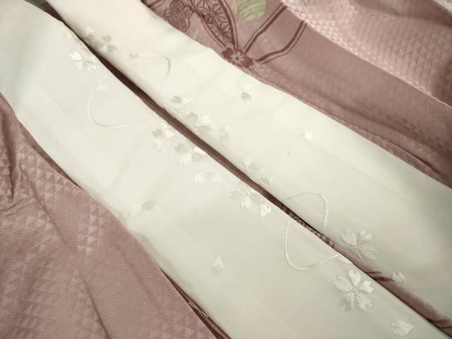 平和屋着物●長襦袢　無双仕立て　七宝花文　半衿刺繍　正絹　逸品　AABH4279ck