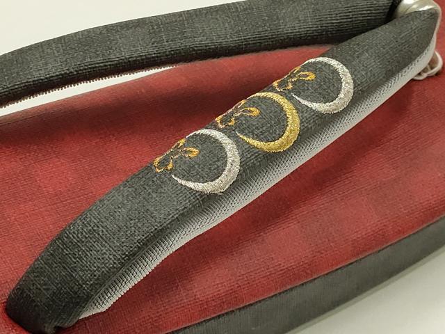 平和屋着物●京都西陣・想屋謹製　和装小物　和装草履　刺繍　月兎　市松模様　金銀糸　逸品　未使用　AABH4283ay
