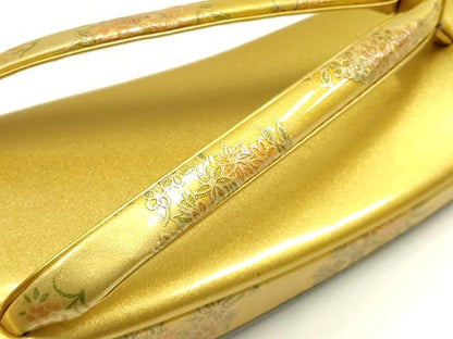 平和屋着物●和装小物　和装草履　伊と忠　花柄　金彩　共箱付き　逸品　AABH4288ay